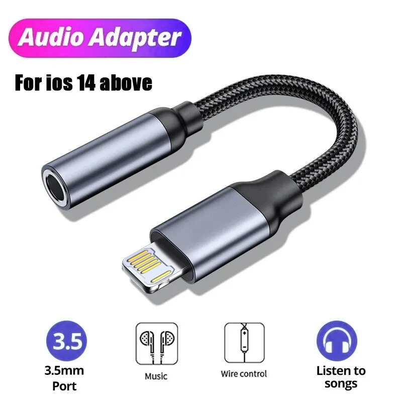 Earphone Splitter Jack - 8 Pin ถึง 3.5 มม.แจ็คสายAUXสําหรับiPhone 14