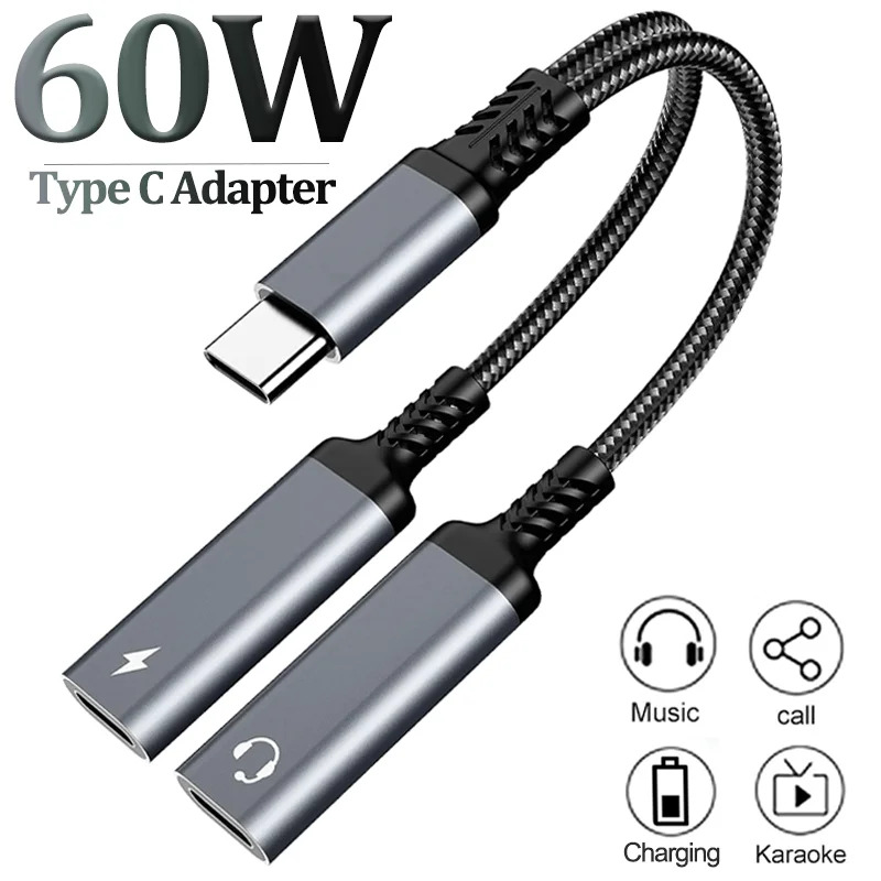 Earphone Splitter Jack - อะแดปเตอร์ OTG 2 in 1 USB-C
